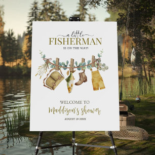 Fishing Little Fisherman Baby Shower Welcome Sign