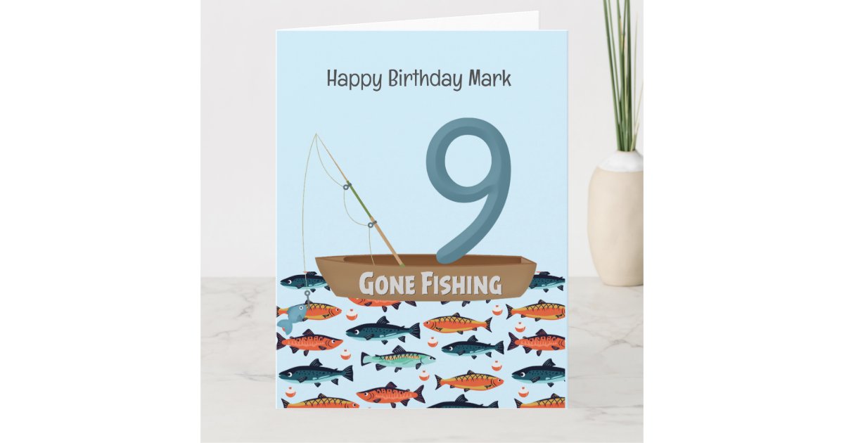 Fishing Lover 9th Birthday Card | Zazzle