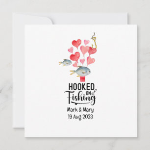Fishing lover hooked on fishing wedding Watercolor Invitation