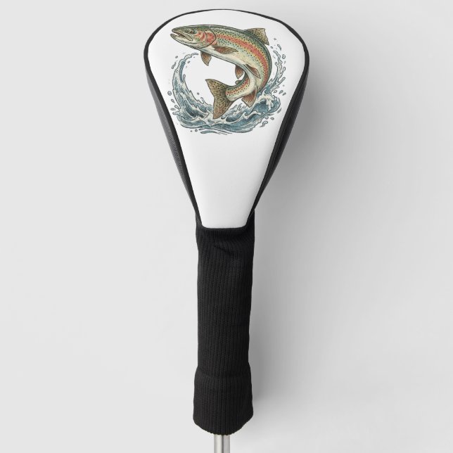 Fishing Lover  – Trout Fishing Design Golf Head Cover (Front)