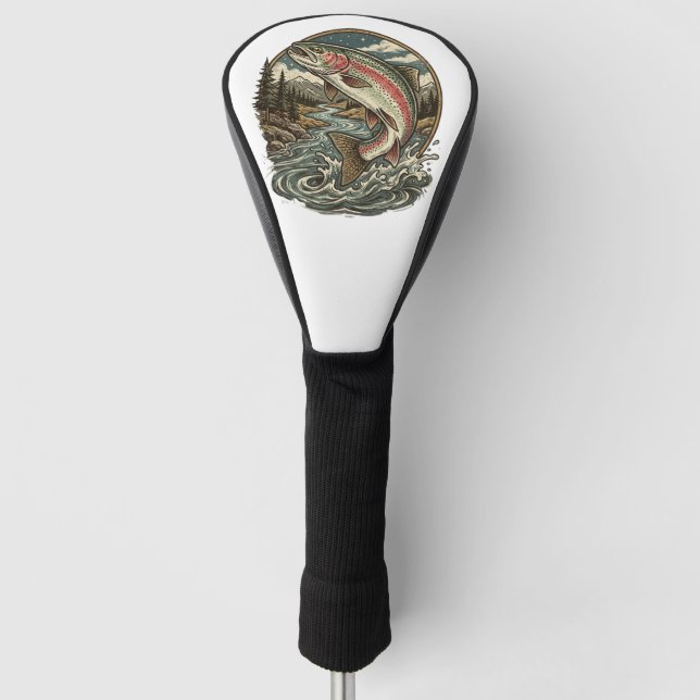 Fishing Lover  – Trout Fishing Design Golf Head Cover (Front)