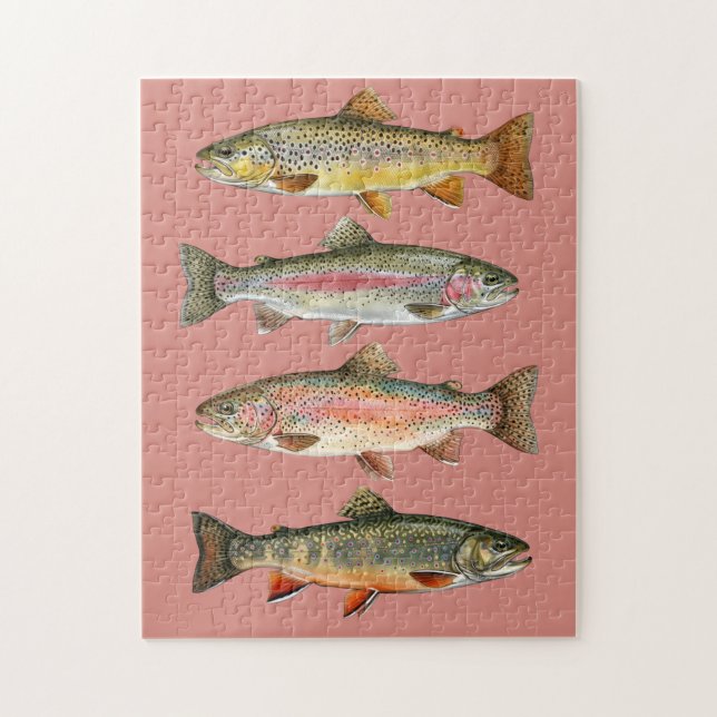 Fishing Lover  – Trout Fishing Design Jigsaw Puzzle (Vertical)