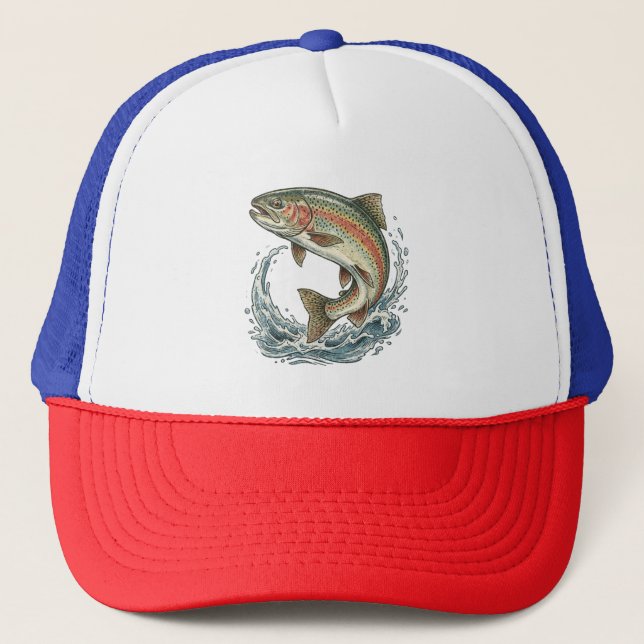 Fishing Lover  – Trout Fishing Design Trucker Hat (Front)