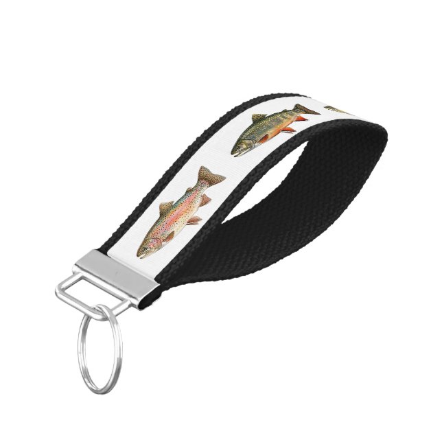 Fishing Lover  – Trout Fishing Design Wrist Keychain (Angled Down)