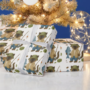 Fishing Lover watercolor for Cat Lovers Wrapping Paper