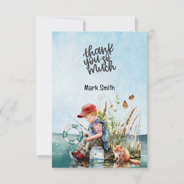 Fishing Lover watercolor  Thank You Card (Front)