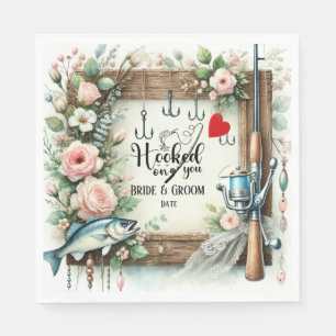 Fishing Lover wedding with rod and flowers Napkins