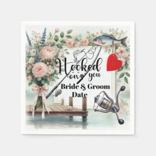 Fishing Lover wedding with rod and flowers Napkins