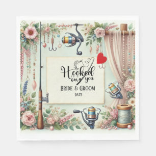 Fishing Lover wedding with rod and flowers Napkins