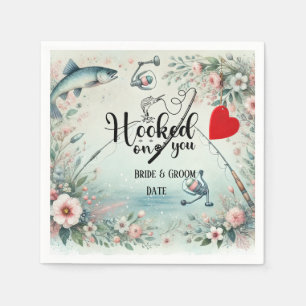Fishing Lover wedding with rod and flowers Napkins