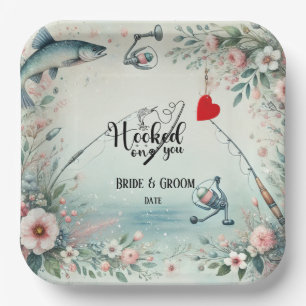 Fishing Lover wedding with rod and flowers  Paper Plates