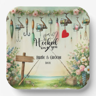 Fishing Lover wedding with rod and flowers  Paper Plates