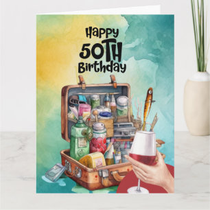 Fishing lovers 50th birthday fishing card