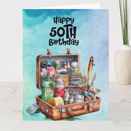 Fishing lovers 50th  birthday fishing  card