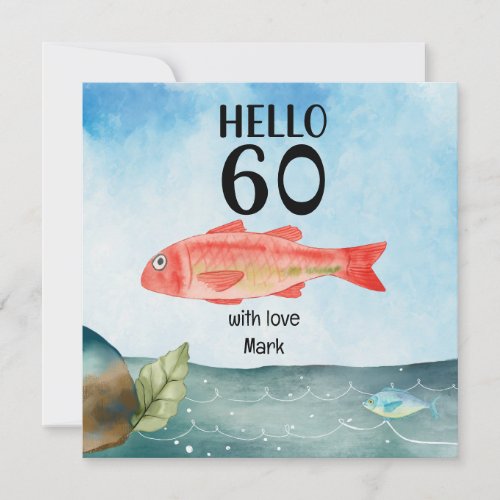 Fishing Lovers 60th Birthday watercolor Card