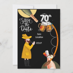 Fishing Lovers 70th Birthday Invitation