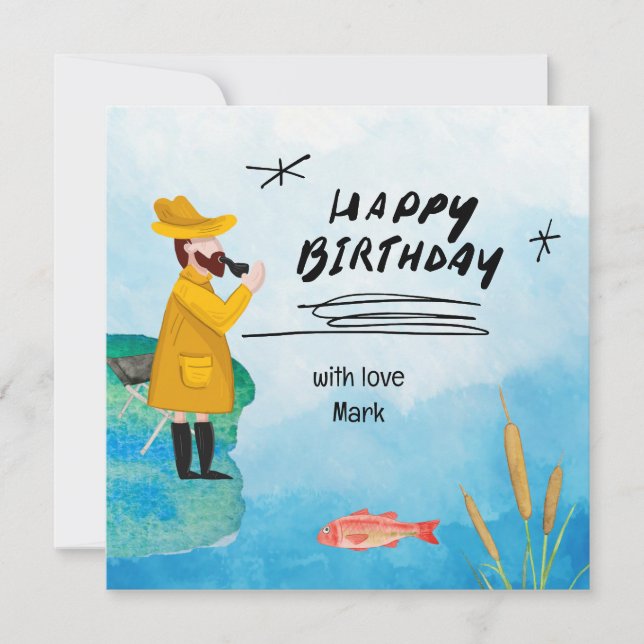 Fishing Lovers Birthday  Card (Front)