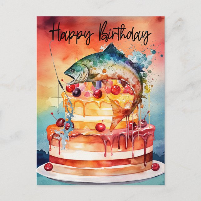 Fishing lovers  birthday fishing  postcard (Front)