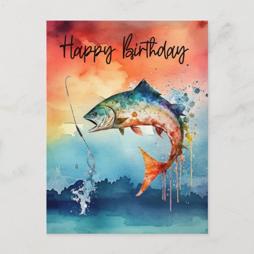 Fishing lovers  birthday fishing  postcard