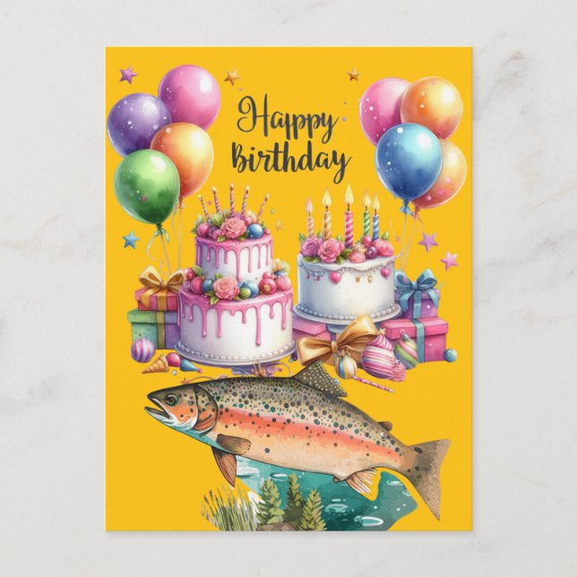 Fishing lovers  birthday fishing  postcard (Front)