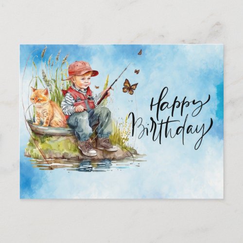 Fishing lovers birthday  postcard