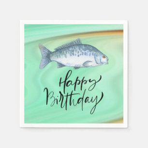 Fishing lovers birthday with Fish Hook watercolor Napkins