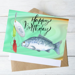 Fishing lovers birthday with Fish  Hook watercolor Postcard