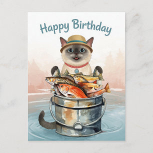 Fishing lovers birthday with Fish watercolor Postcard
