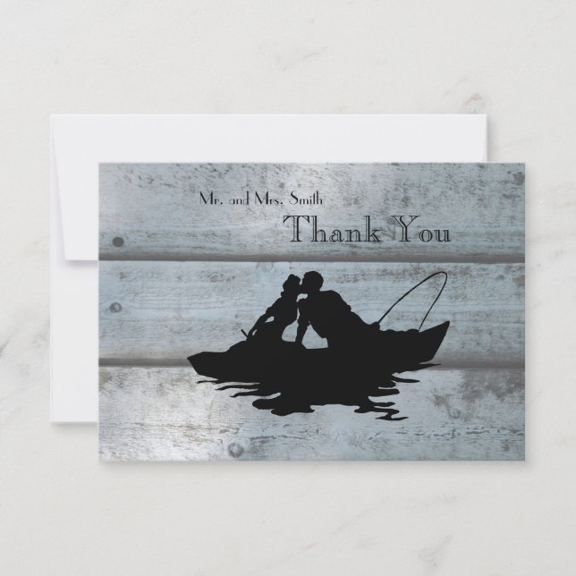 Fishing Lovers Boat Old Wood Thank You (Front)