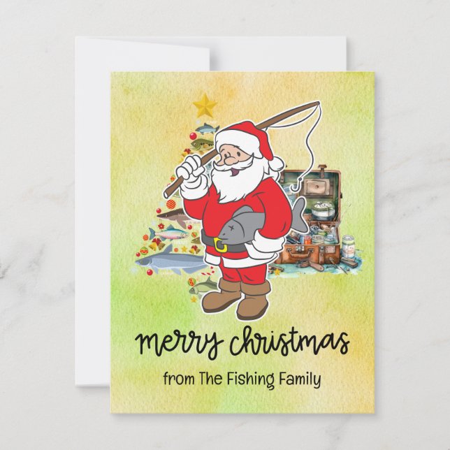 Fishing Lovers Christmas Holiday Card (Front)