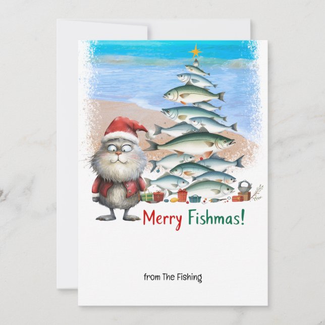 Fishing Lovers Christmas Holiday  with Santa  Cat (Front)