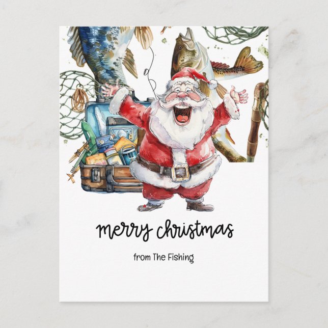 Fishing Lovers Christmas Holiday  with Santa Claus (Front)