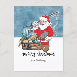 Fishing Lovers Christmas Holiday  with Santa Fish  Postcard