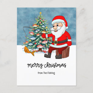 Fishing Lovers Christmas Holiday  with Santa Fish  Postcard