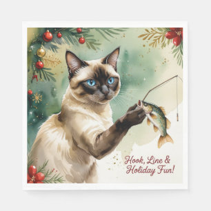 Fishing Lovers Christmas themed for Cat lovers Napkins