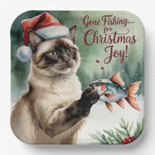 Fishing Lovers Christmas themed for Cat lovers Paper Plates