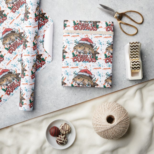 Fishing Lovers Christmas with Santa Claus Fish  Wrapping Paper (Crafts)