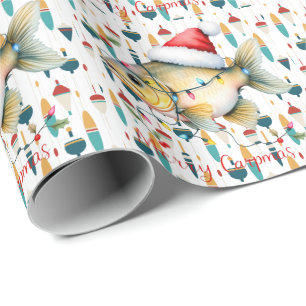 Fishing Lovers Christmas with Santa Claus Fish Wrapping Paper