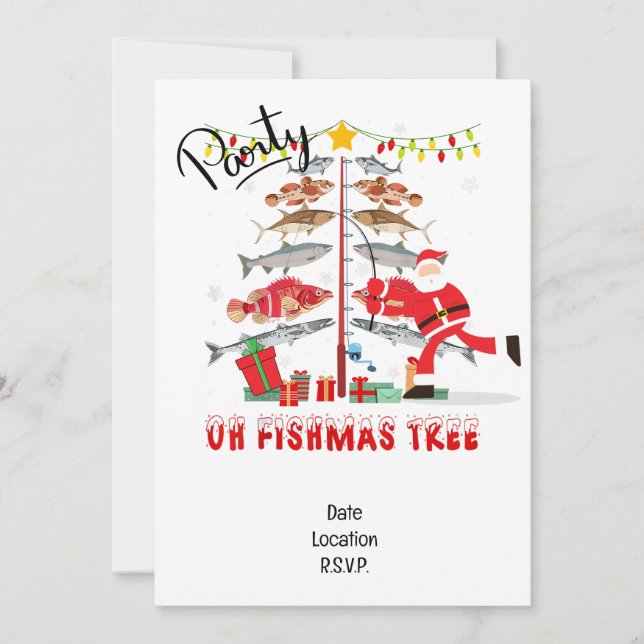 Fishing Lovers Christmas with Santa Claus Invitation (Front)