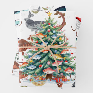 Fishing Lovers Christmas with Santa Claus Wrapping Paper Sheets