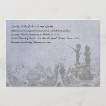 Fishing Lovers Faded Blue Wedding Invitation by RiverJude at Zazzle