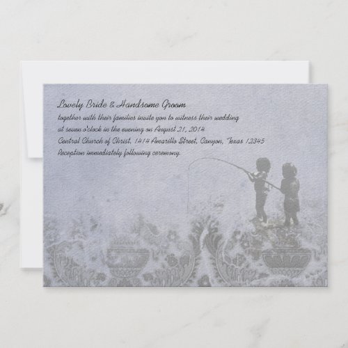 Fishing Lovers Faded Blue Wedding Invitation