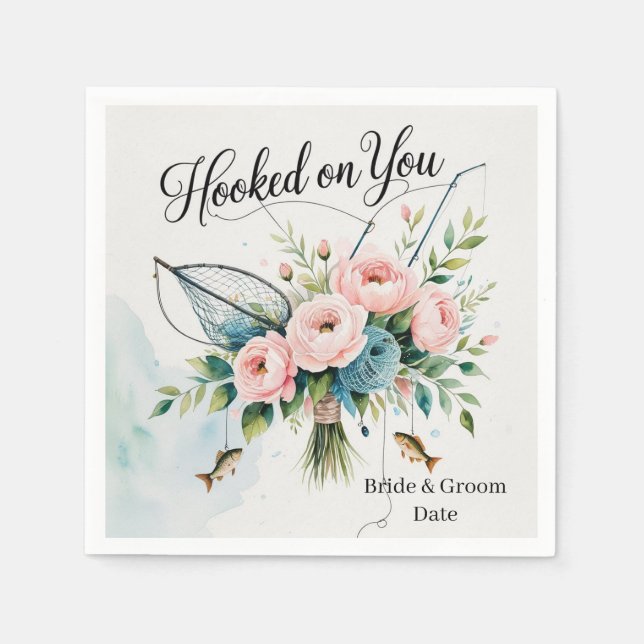 Fishing lovers Hook on you for  Wedding  Napkins (Front)