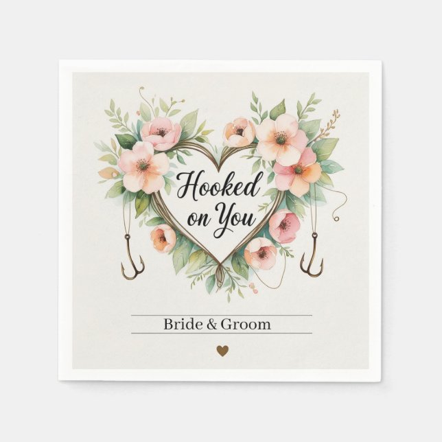 Fishing lovers Hook on you for  Wedding  Napkins (Front)