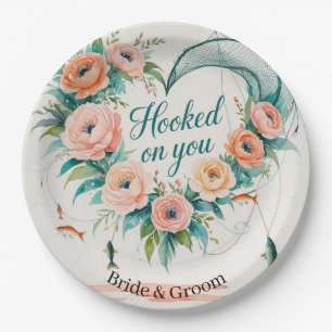 Fishing lovers Hook on you for Wedding Paper Plates
