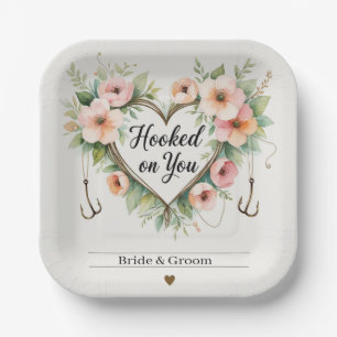 Fishing lovers Hook on you for Wedding Paper Plates