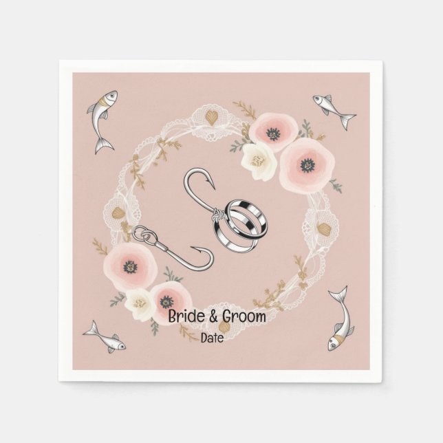 Fishing Lovers Hook on you Wedding  Napkins (Front)