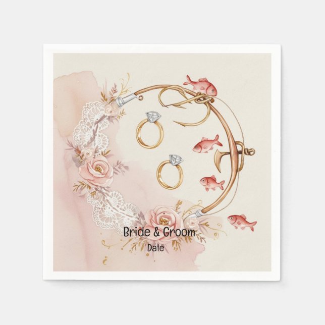 Fishing Lovers Hook on you Wedding  Napkins (Front)