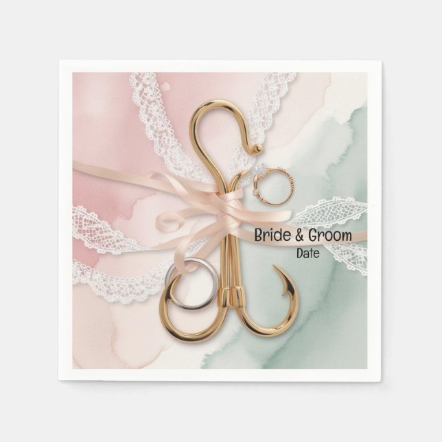 Fishing Lovers Hook on you Wedding  Napkins (Front)