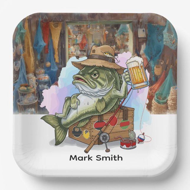 Fishing Lovers is drinking beer Paper Plates (Front)